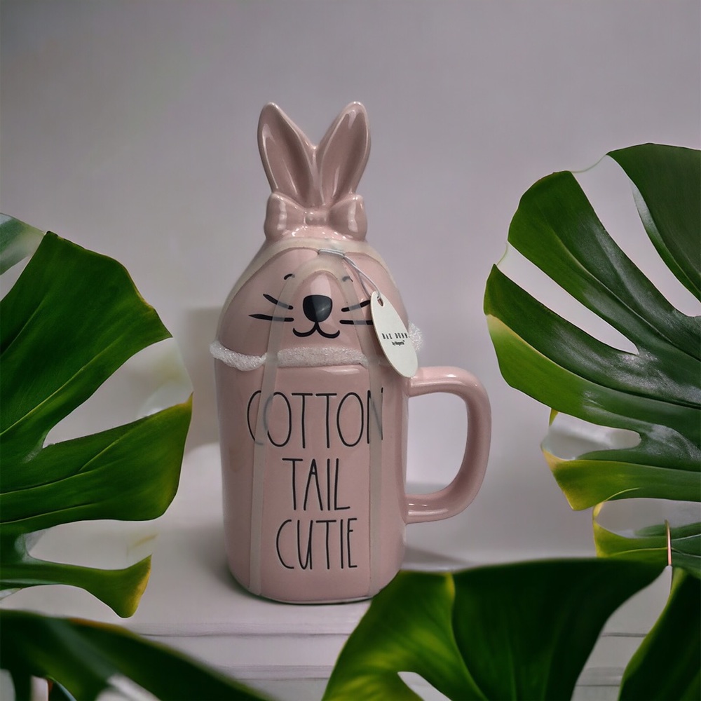 Rae Dunn Cup Cotton Tail Cutie Topper Lid Pink Ceramic Mug 11oz Magenta New 2022